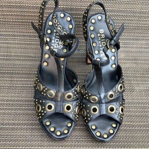 90s Bridget Shuster riveted studded platform heels sandals